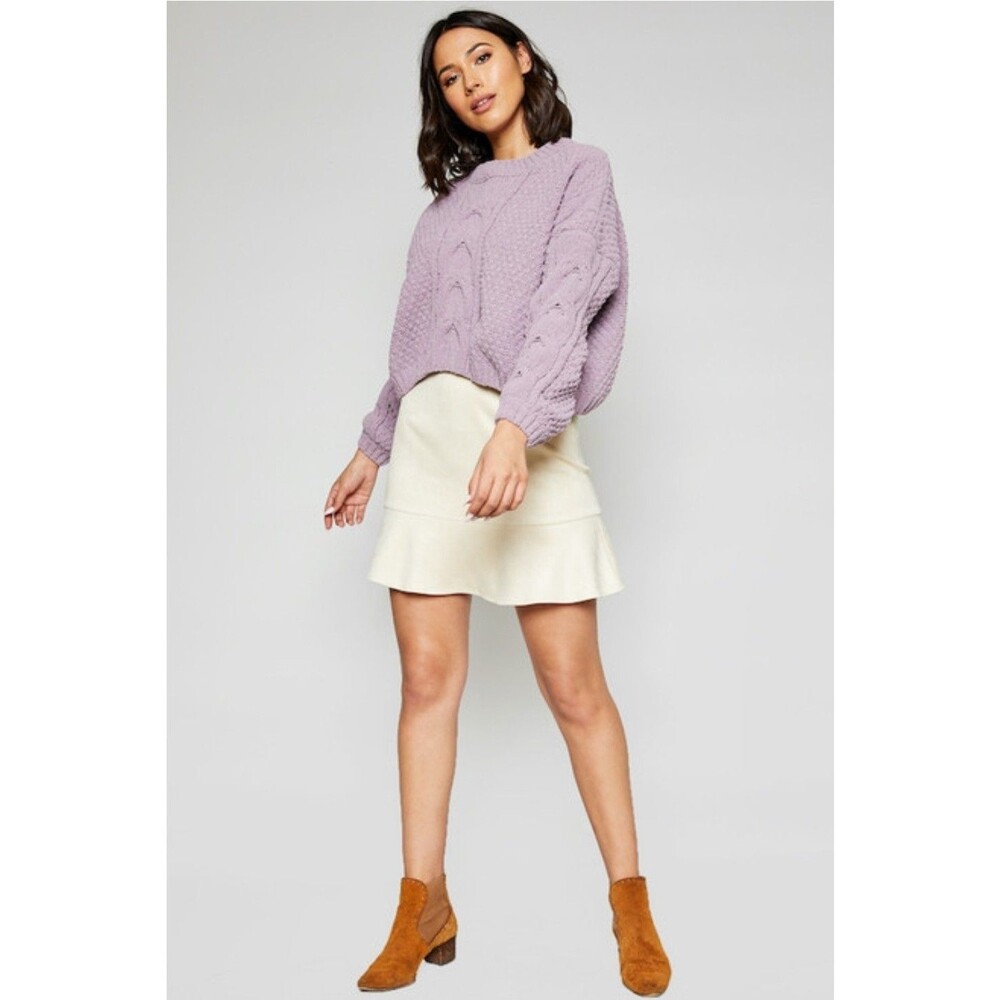 Sadie & Sage Chenille Knit Sweater Pullover Color Lilac Size S/M